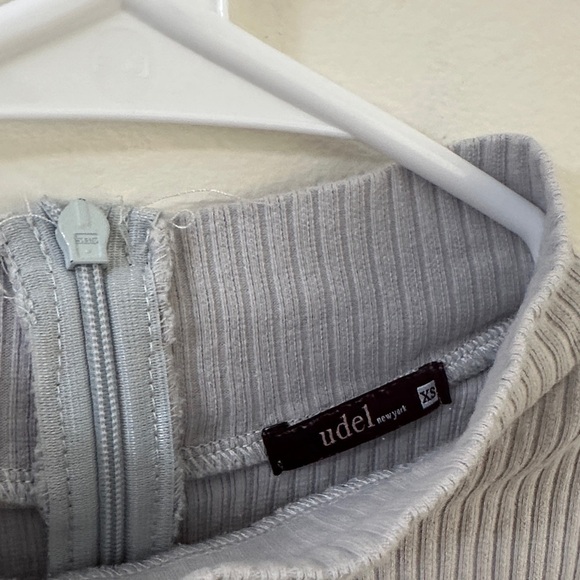 Gray Black Ribbed Ruffle Dress - Picture 2 of 3